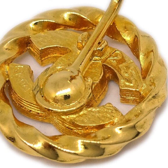 Chanel Gold Button Earrings Clip-On Rhinestone 2137 124549 - Picture 3 of 4